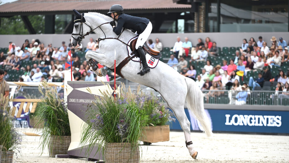 Therese Søhol Henriksen and horse Santos Z pictured at the European Showjumping Championships.