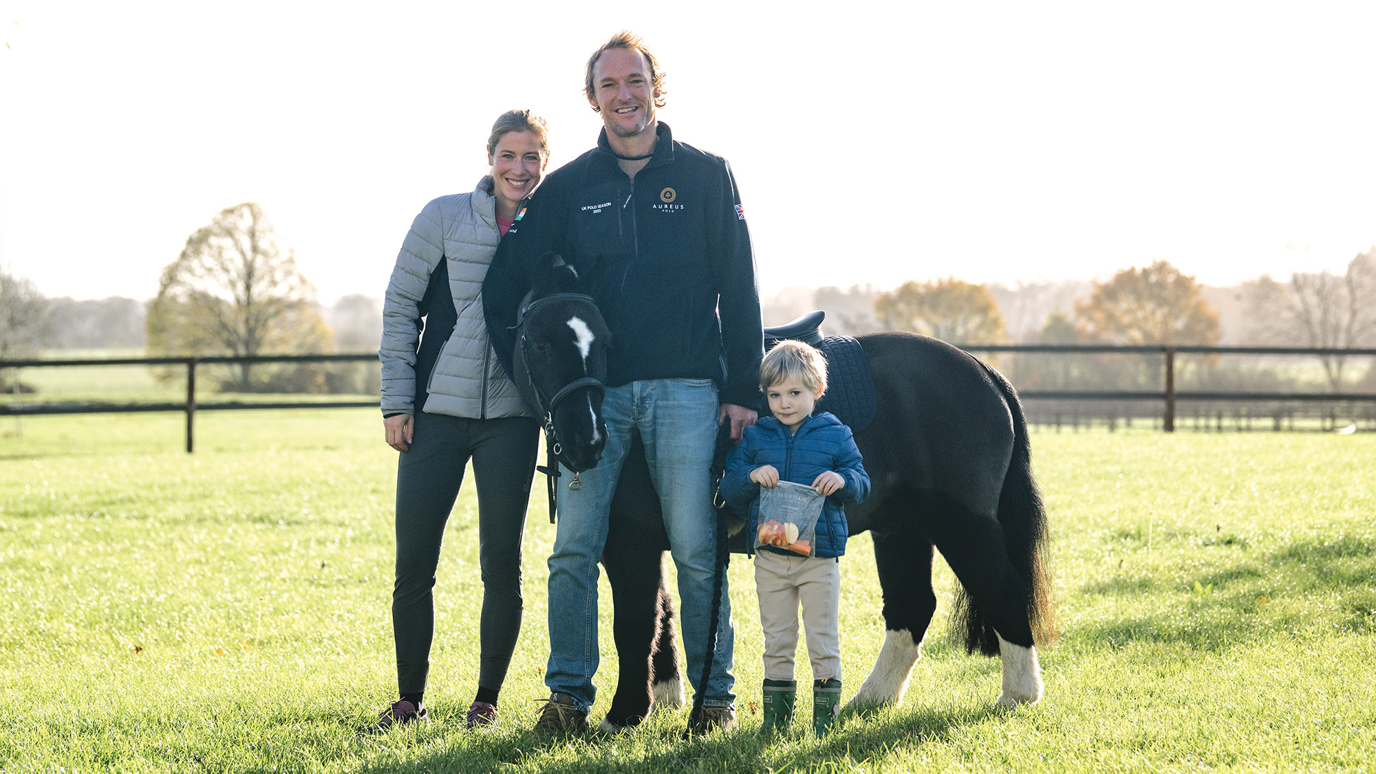 Laura Tomlinson, Mark Tomlinson, their son Tommy and pony Tiso