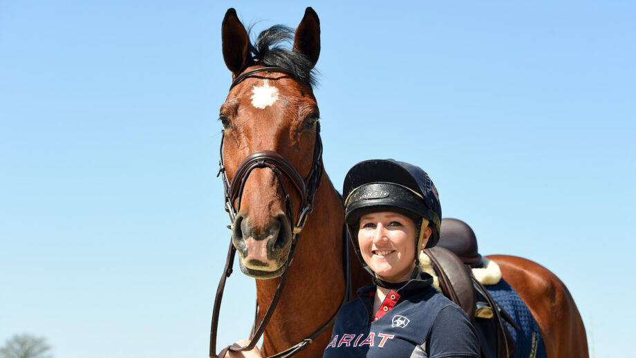 Laura Collett and Mr Bass in a posed picture at home in 2018.