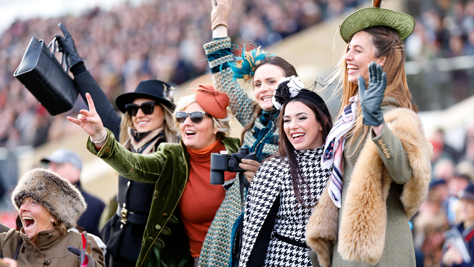 Ladies dressed for racing in the winter