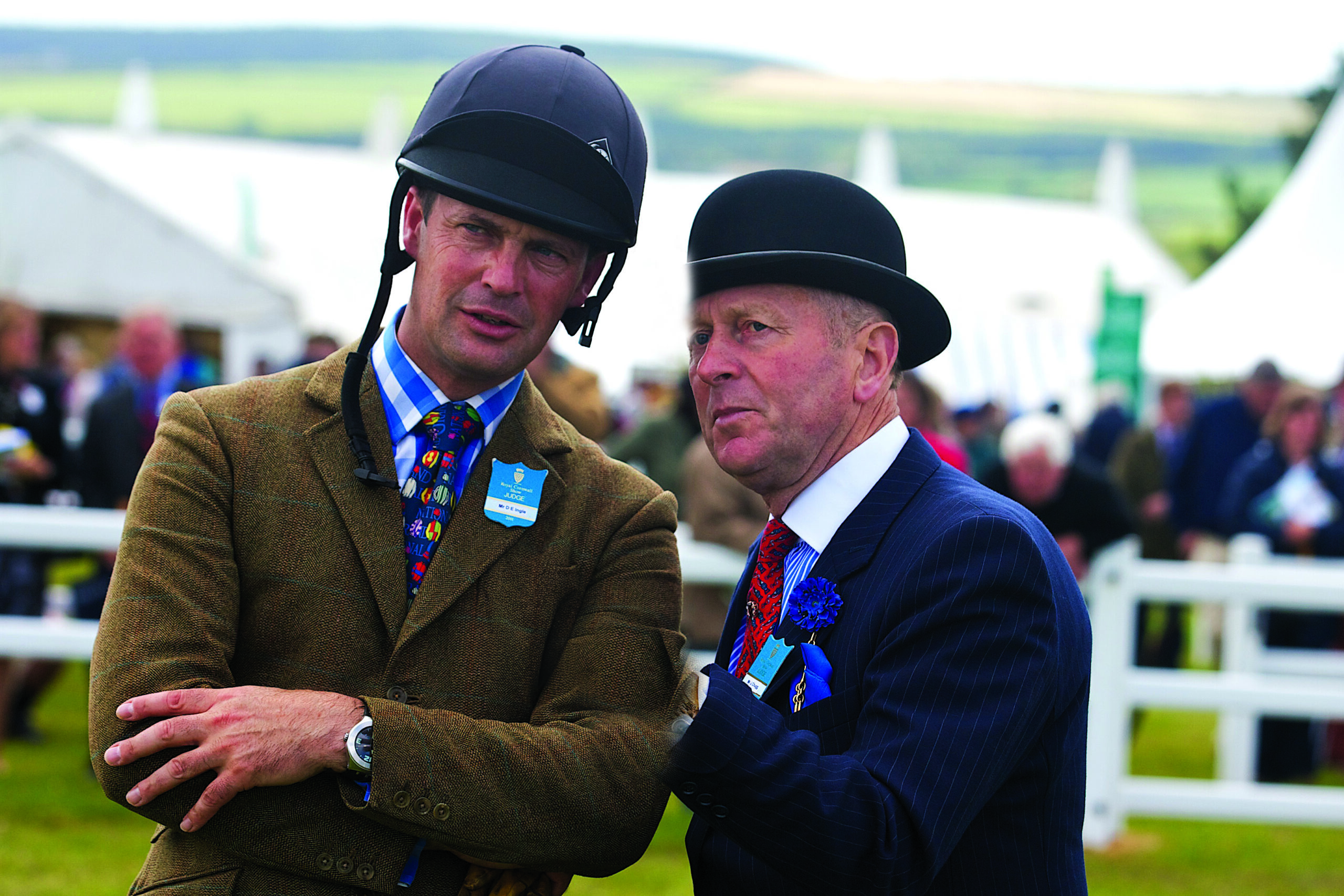 David Ingle, showing here in action as ride judge conferring with conformation judge John Chugg, was awarded the Chairman's Award at the recent BSPS conference and AGM.