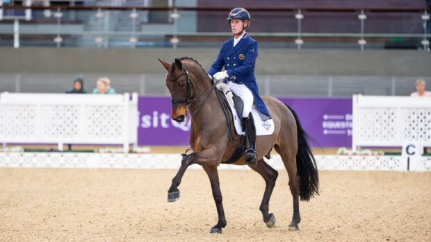Carl Hester and Fame in the CDI5* grand prix at the CHI Al Shaqab in Doha.