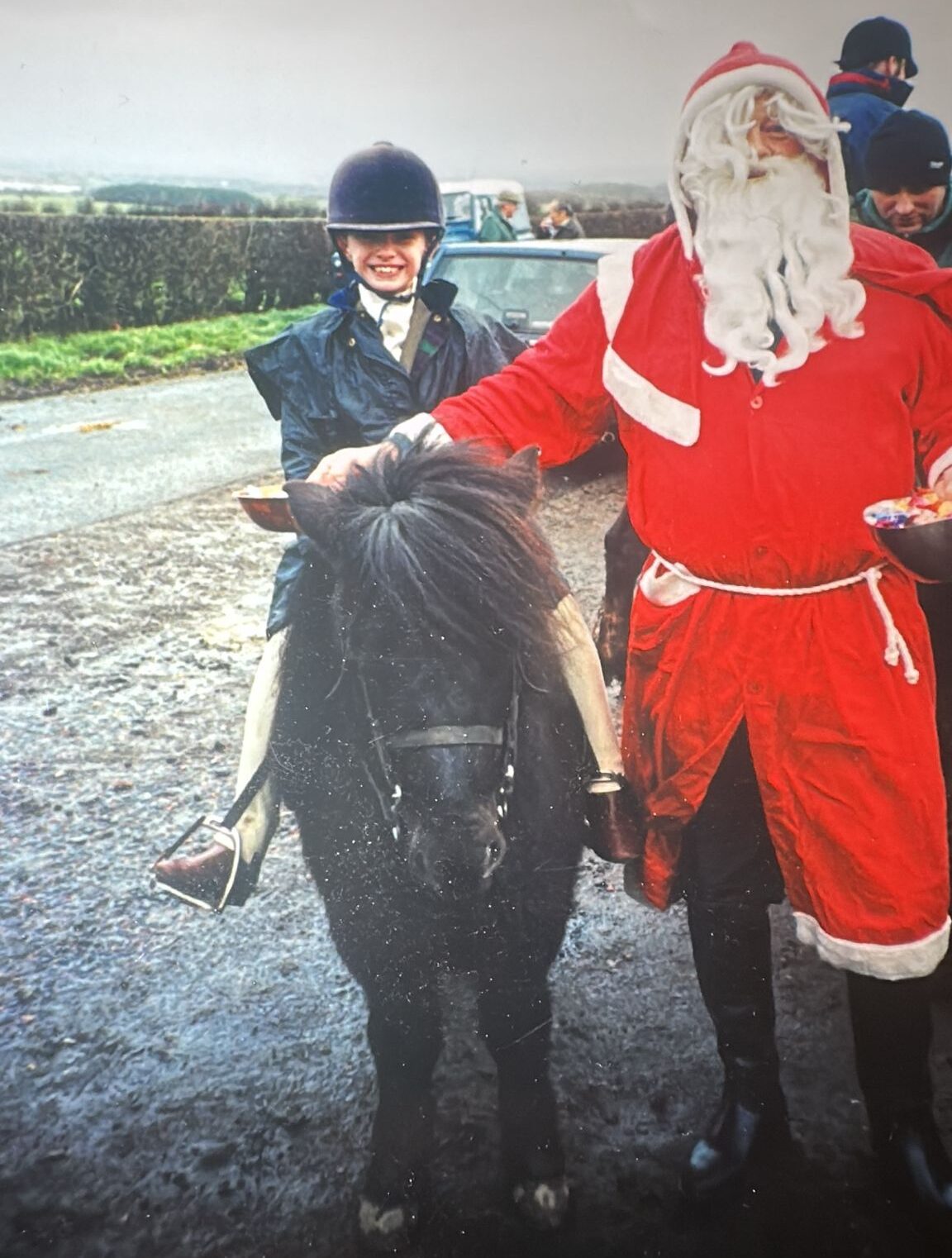 Shetland pony Hector with his rider Felicity Clifford pose for a photo with Santa.