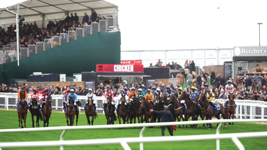 Horses circling after a false start for the Pertemps Network Final Handicap Hurdle on day three of the 2026 Cheltenham Festival.