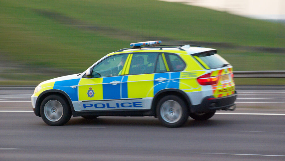 A police car on the road