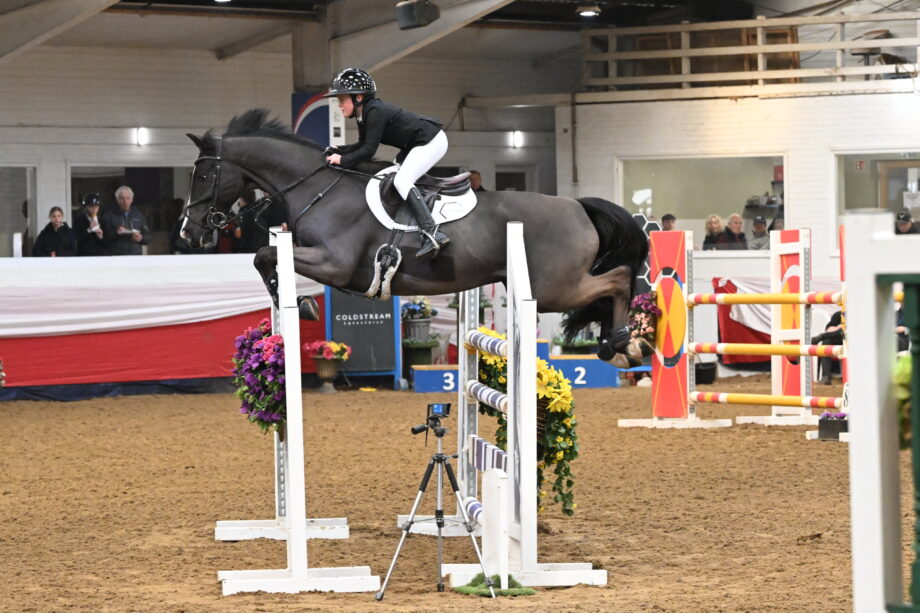 ANYA DEWEY CLARKE AND JEWELINO WIN THE CHILDREN ON HORSES FINAL AT THE BS WINTER CHAMPIONSHIPS AT ARENA UK