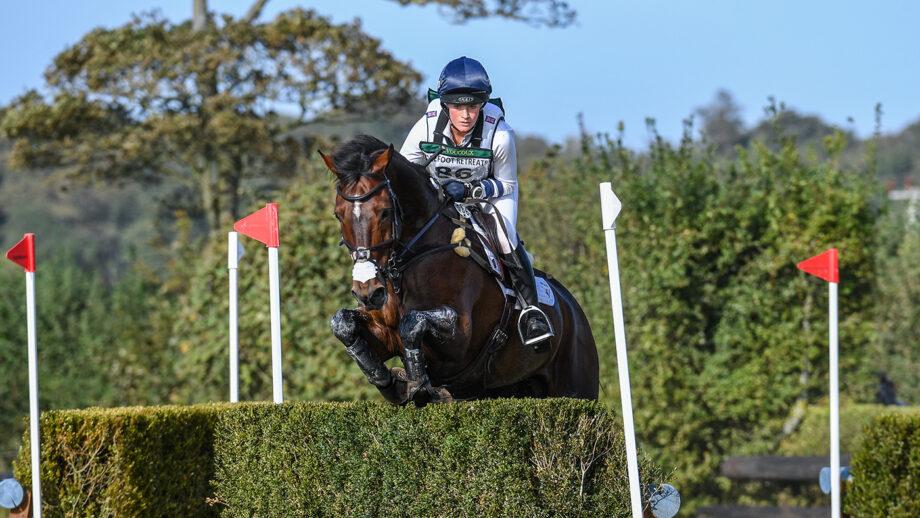 Pictured British eventer Bubby Upton and her horse Cannavaro jumping a cross-country fence at Burnham Market in 2020.