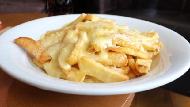 A plate of cheesy chips