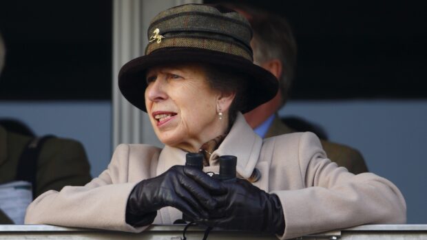 The Princess Royal watching racing at Cheltenham