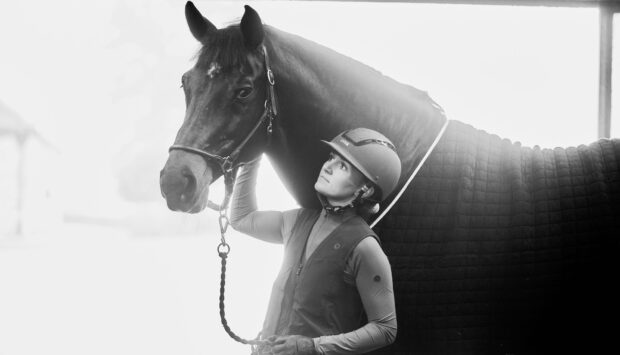 A rider and horse wearing Racesafe and Thermatex