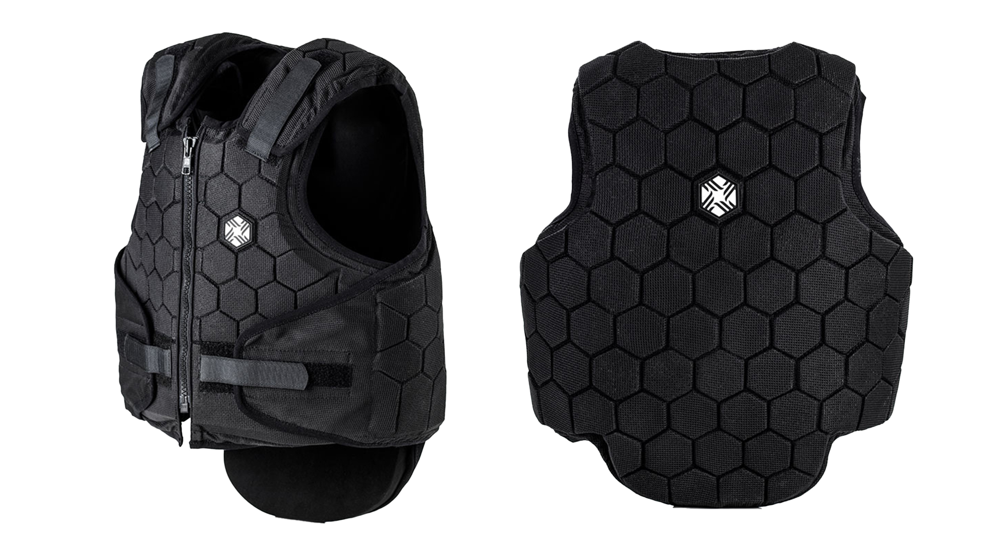 Charles Owen Hexa kids body protector front and back view