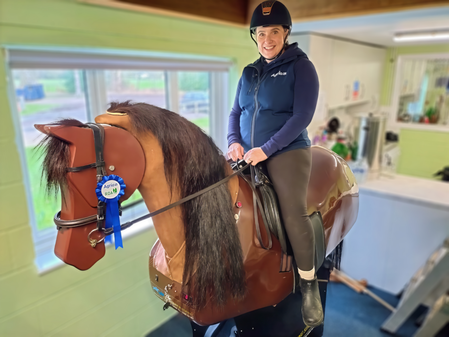 Natasha Baker on a mechanical horse
