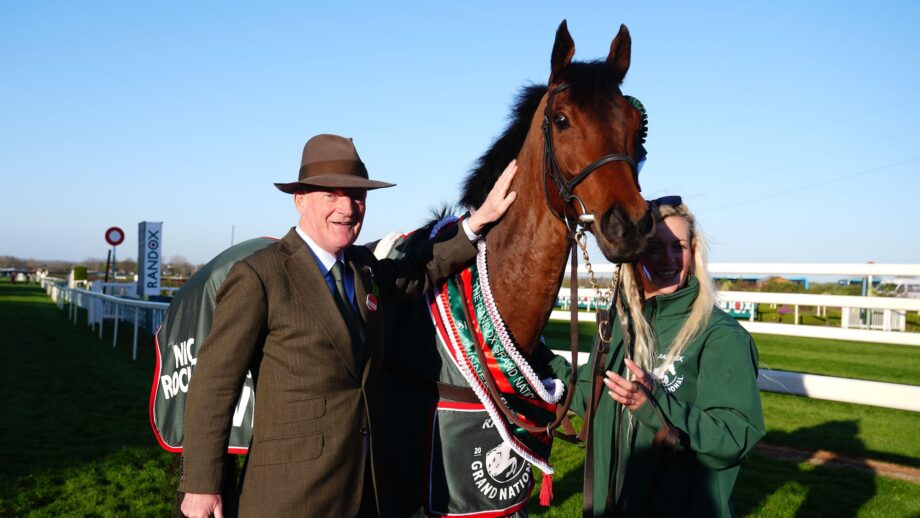Nick Rockett standing with trainer Willie Mullins after the 2025 Grand National
