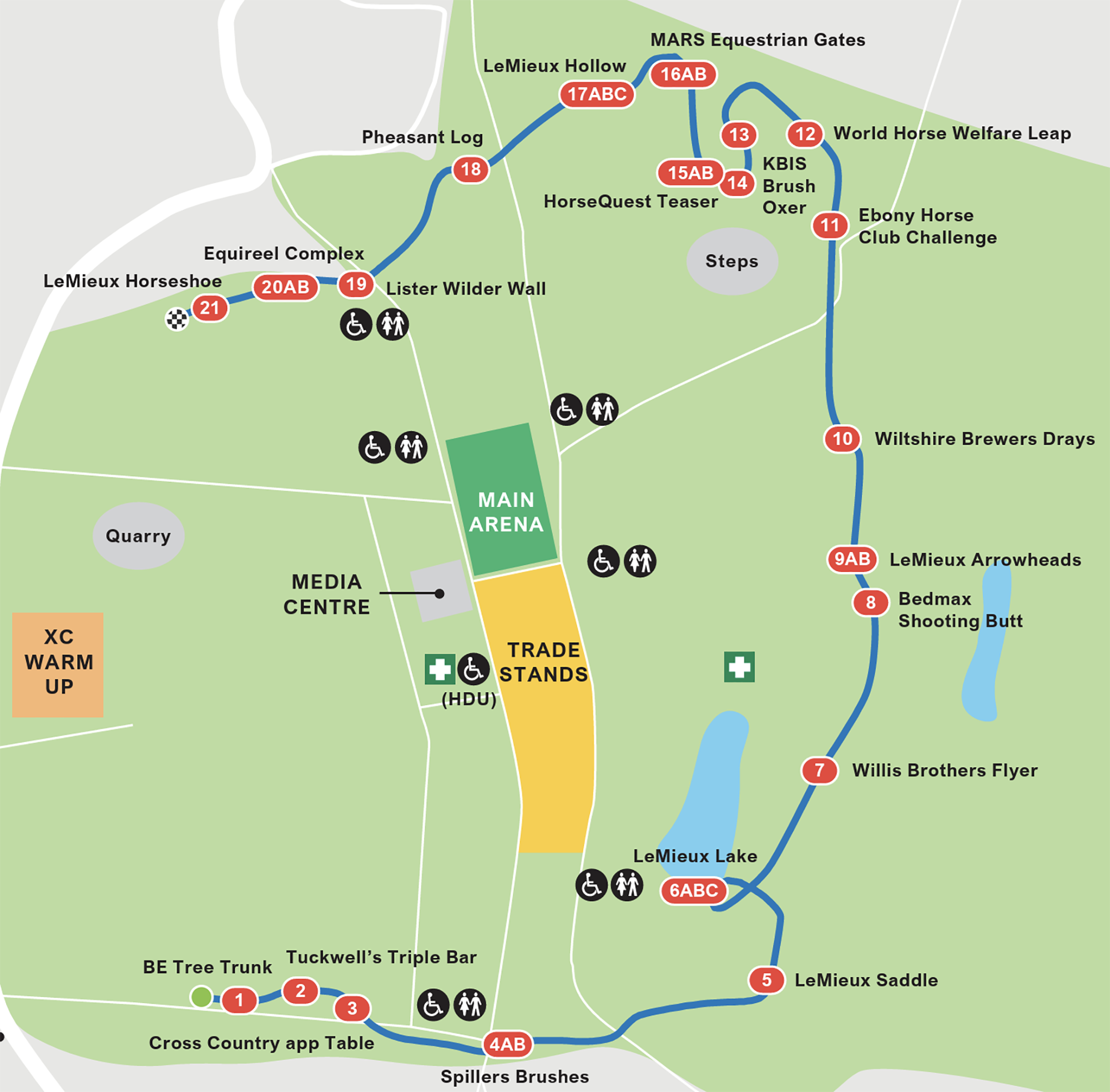 A map of the Badminton grassroots cross-country course for 2026 riders
