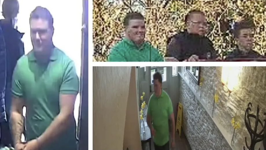 The three men pictured on CCTV