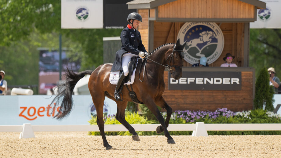 Tom McEwen and Brookfield Quality in the Kentucky Three-Day Event dressage 2026.