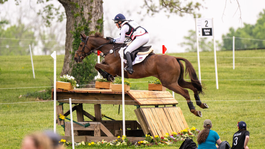 Isabelle Cook jumps a cross-country fence on the way to seventh in the CCI4*-S at Kentucky Three-Day Event 2026.