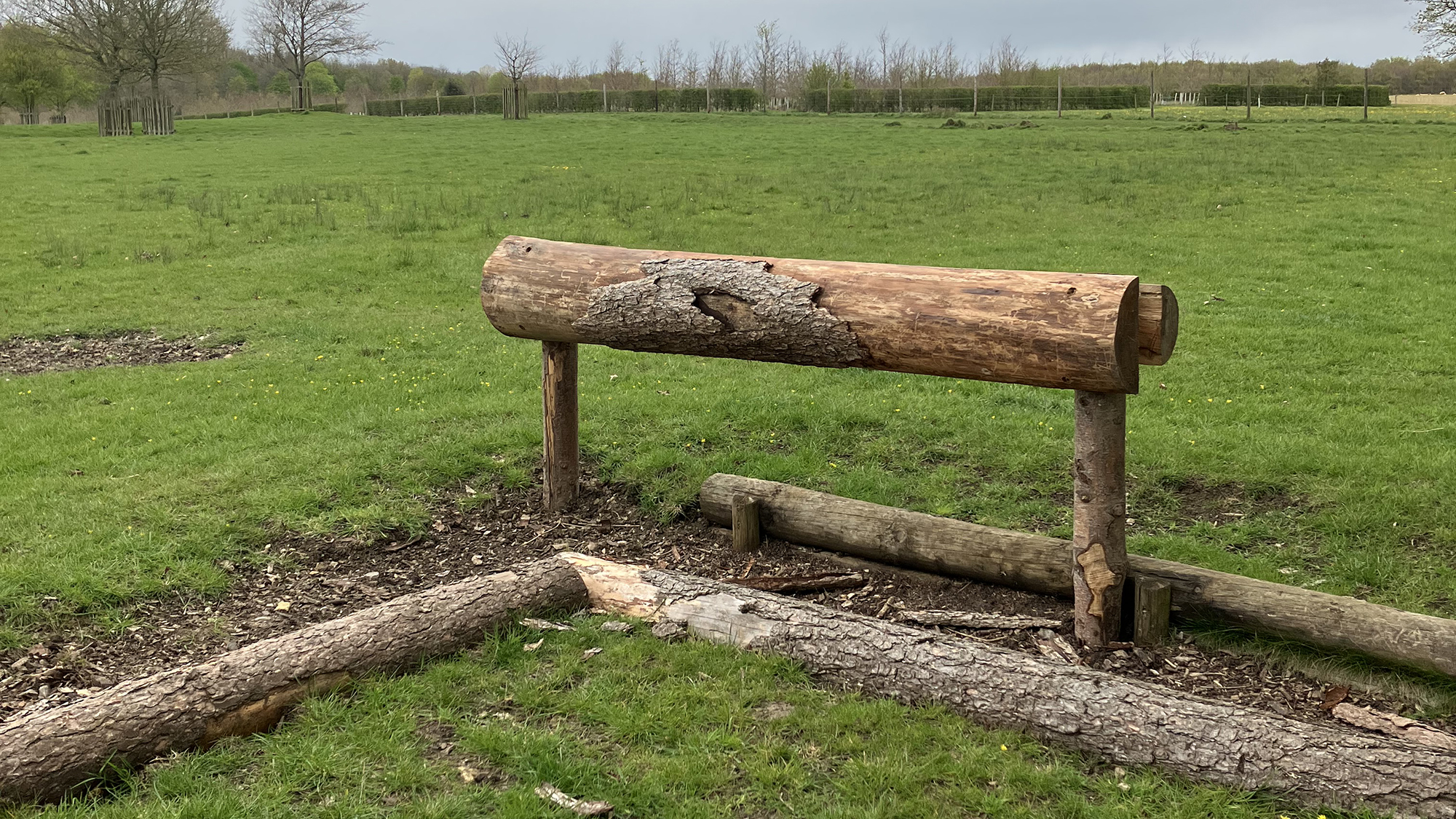 A cross-country rail and ditch that needs to be jumped on an angle