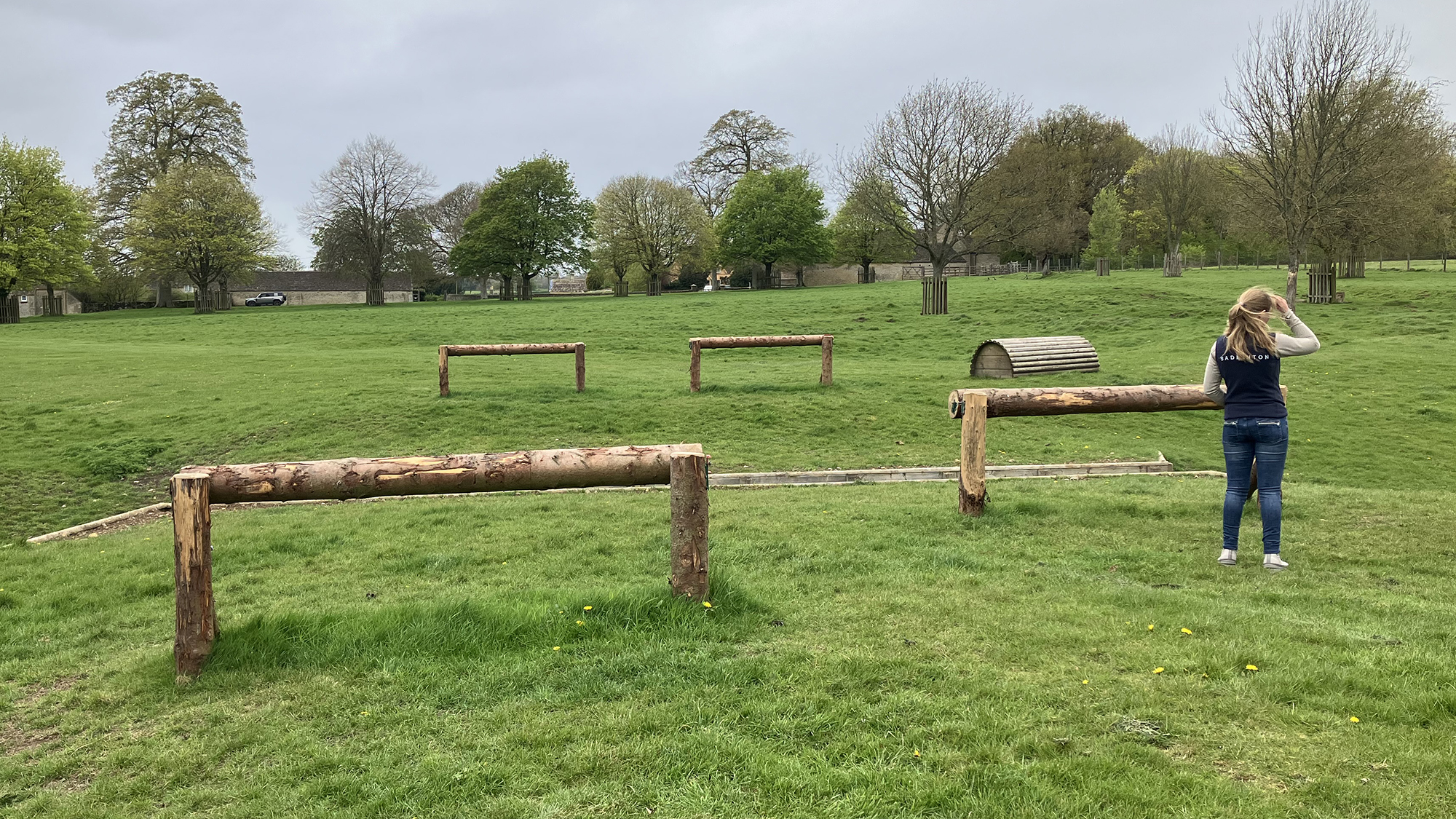 Rails before a ditch with a second set of rails behind on the top of rising ground