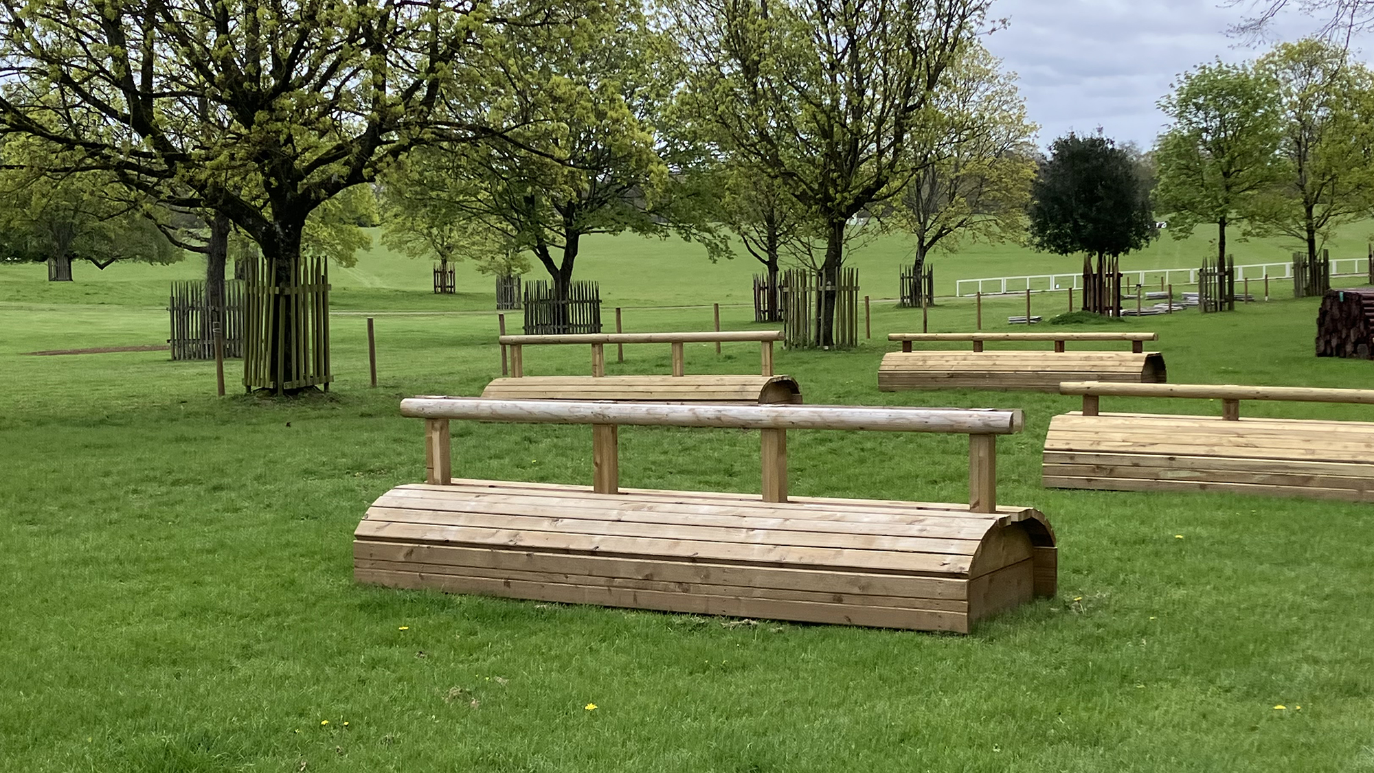 The BE100 wooden frames that will be filled with brush to make fence 4 on the Badminton grassroots course
