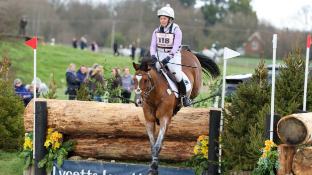 Gemma Stevens and Cooley Park Muze jump into water on the way to winning the Grantham Cup at Thoresby.