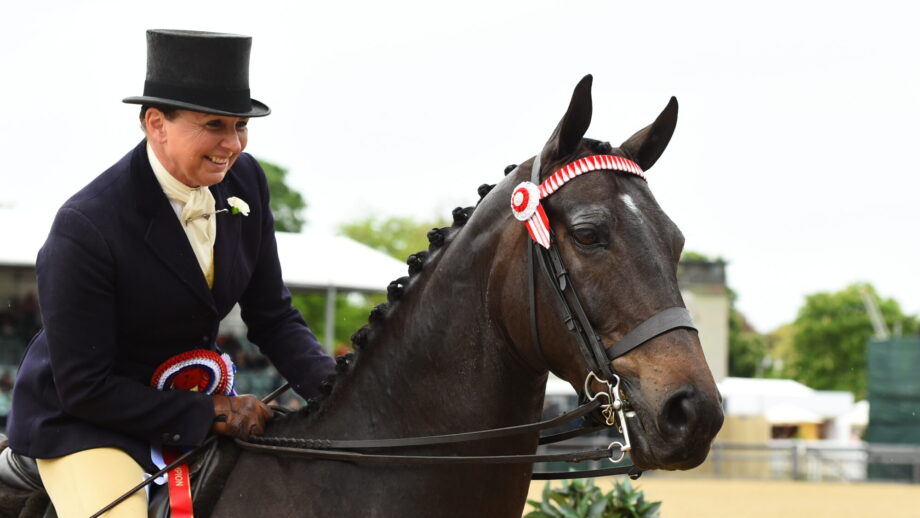 Hack Shildons Plan B and Jo Bates pose for a head and neck photo having claimed the 2024 Royal Windsor hack championship