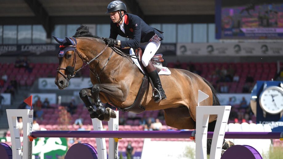 Joseph STOCKDALE (GBR) riding Equine America Cacharel during the 1st Round of the Championship forshowjumping at the ECCO FEI World Championships in Herning in Denmark between 6th - 14th August 2022