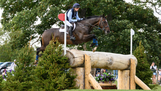 Alice Casburn riding Topspin across country at Burghley Horse Trials