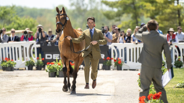 Harry Meade presents Superstition at the Kentucky Three-Day Event first trot-up 2026.