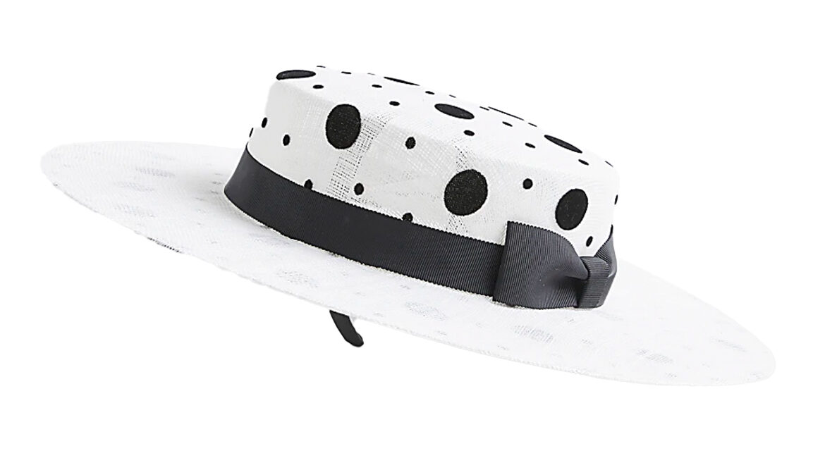 RI X Edwina Ibbotson Beige Premium Sasha Polka Dot Boater Hat