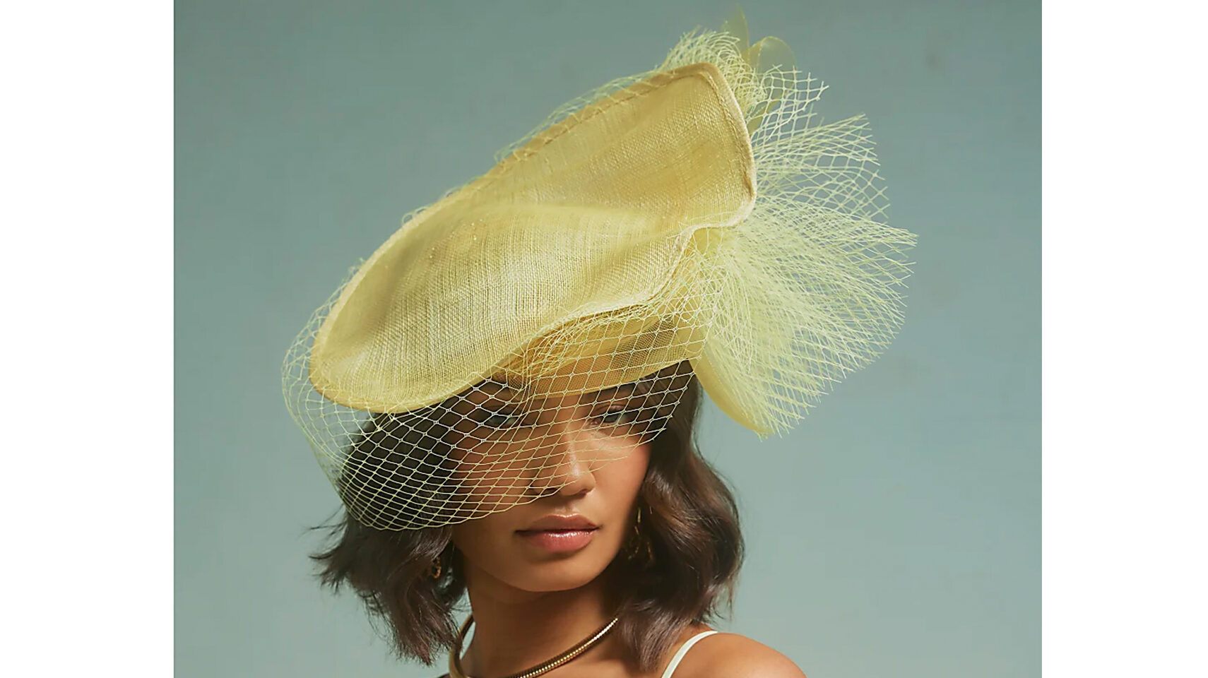 RI X Edwina Ibbotson Yellow Premium Hailey Net Fascinator