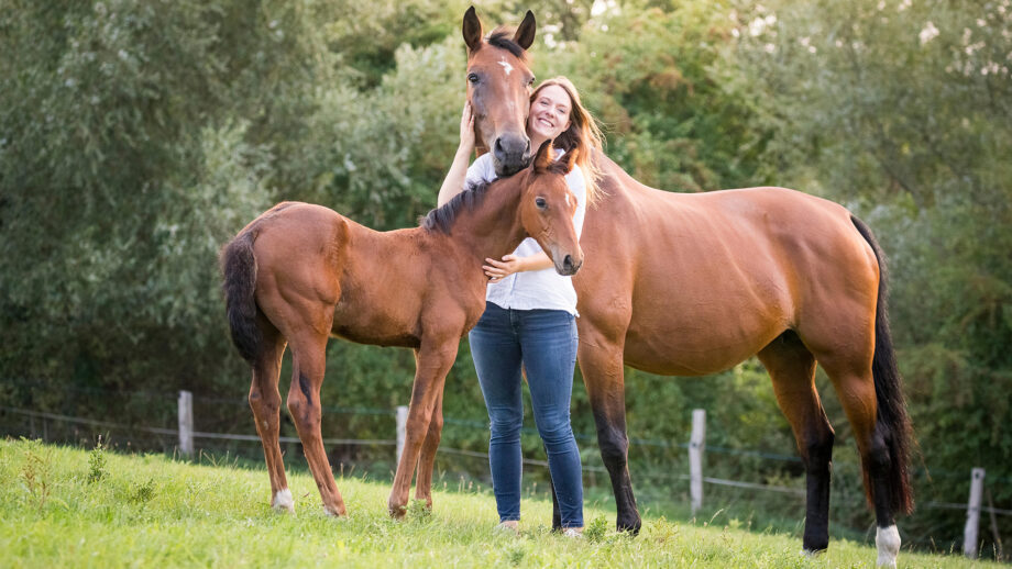 Owner with her mare and foal