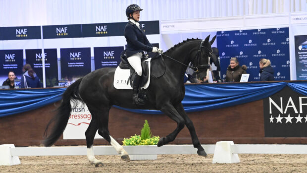 Emily Baldwin and Intello win the HorseHage prelim silver at the Winter Dressage Championships.