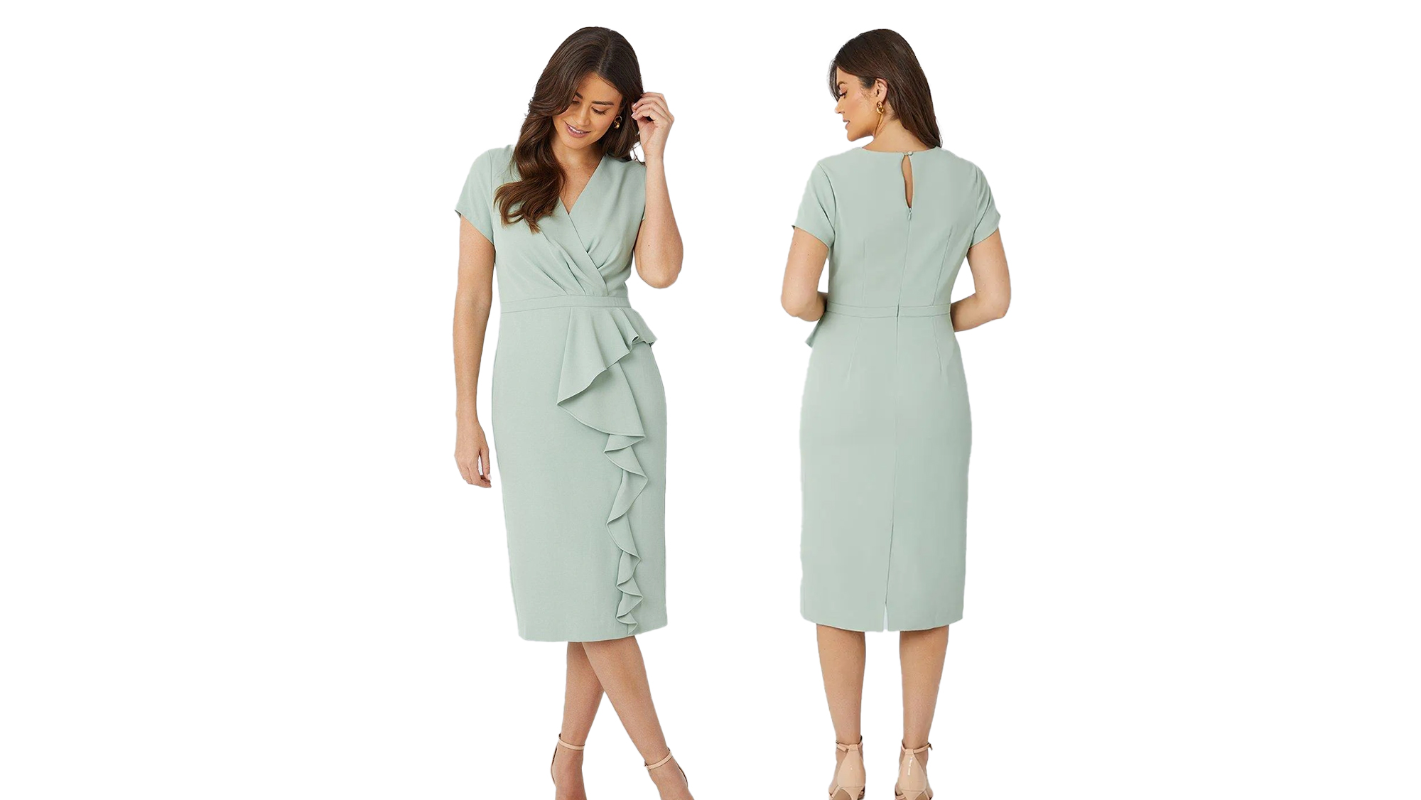 Wallis Tailored Crepe Ruffle Pencil Dress