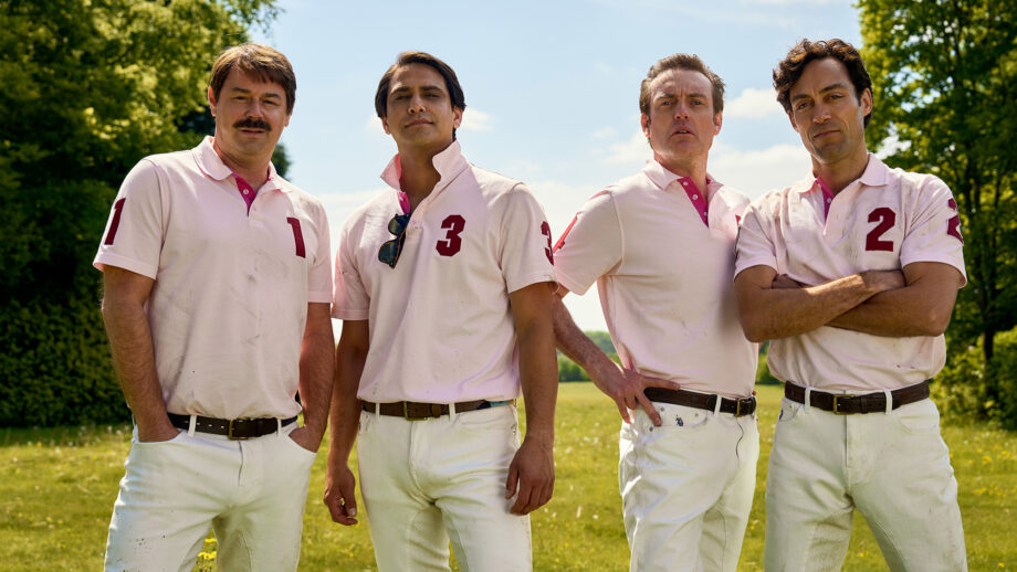 Four members of the Rivals season 2 cast in polo gear
