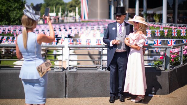 Racegoers having theor photo taken at Royal Ascot