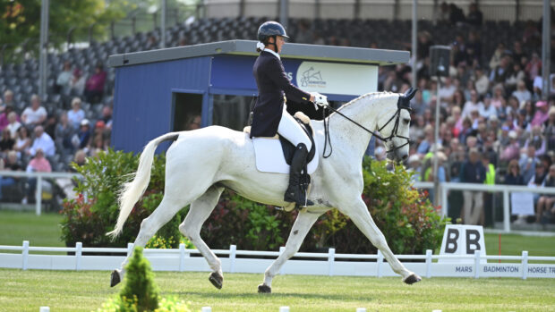 Fiona Kashel and Creevagh Silver De Haar in the Badminton Horse Trials dressage 2025.