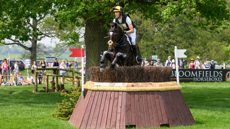 Will Rawlin and Ballycooy Breaker Boy pictured at Badminton Horse Trials 2024.