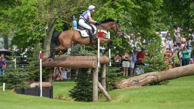 Pictured Emily King and Valmy Biats during the 2026 Badminton Horse Trials cross-country.