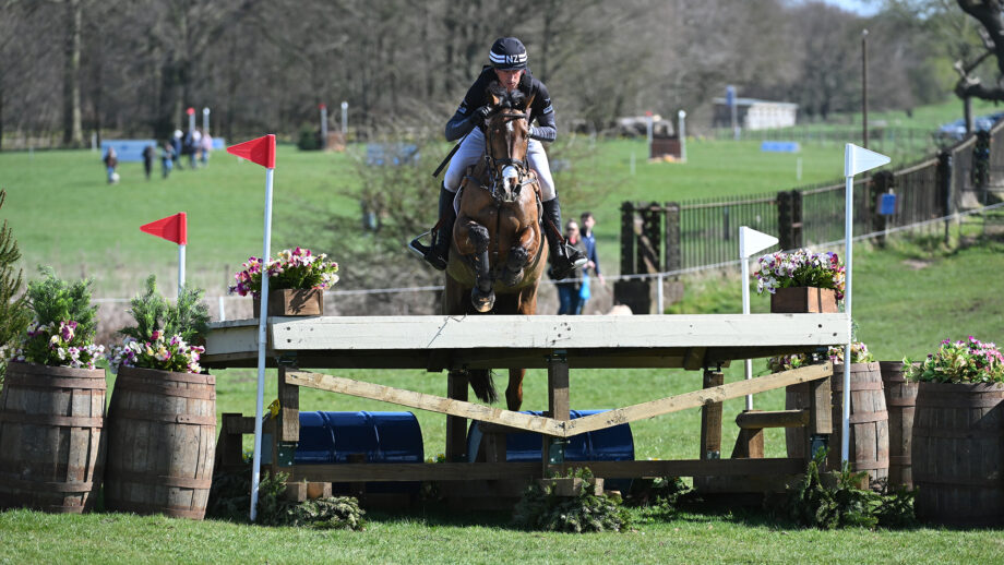 Tim Price and Falco jump a cross-country fence at Thoresby 2025.