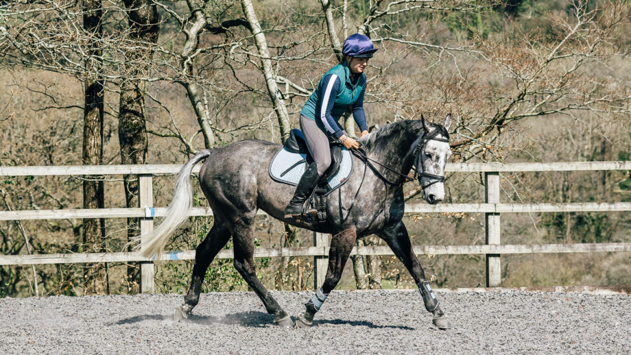 Rider hovering in the saddle in trot