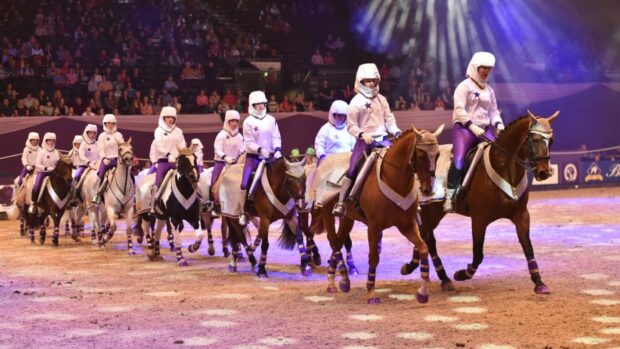 A Pony Club musical ride team performing at HOYS