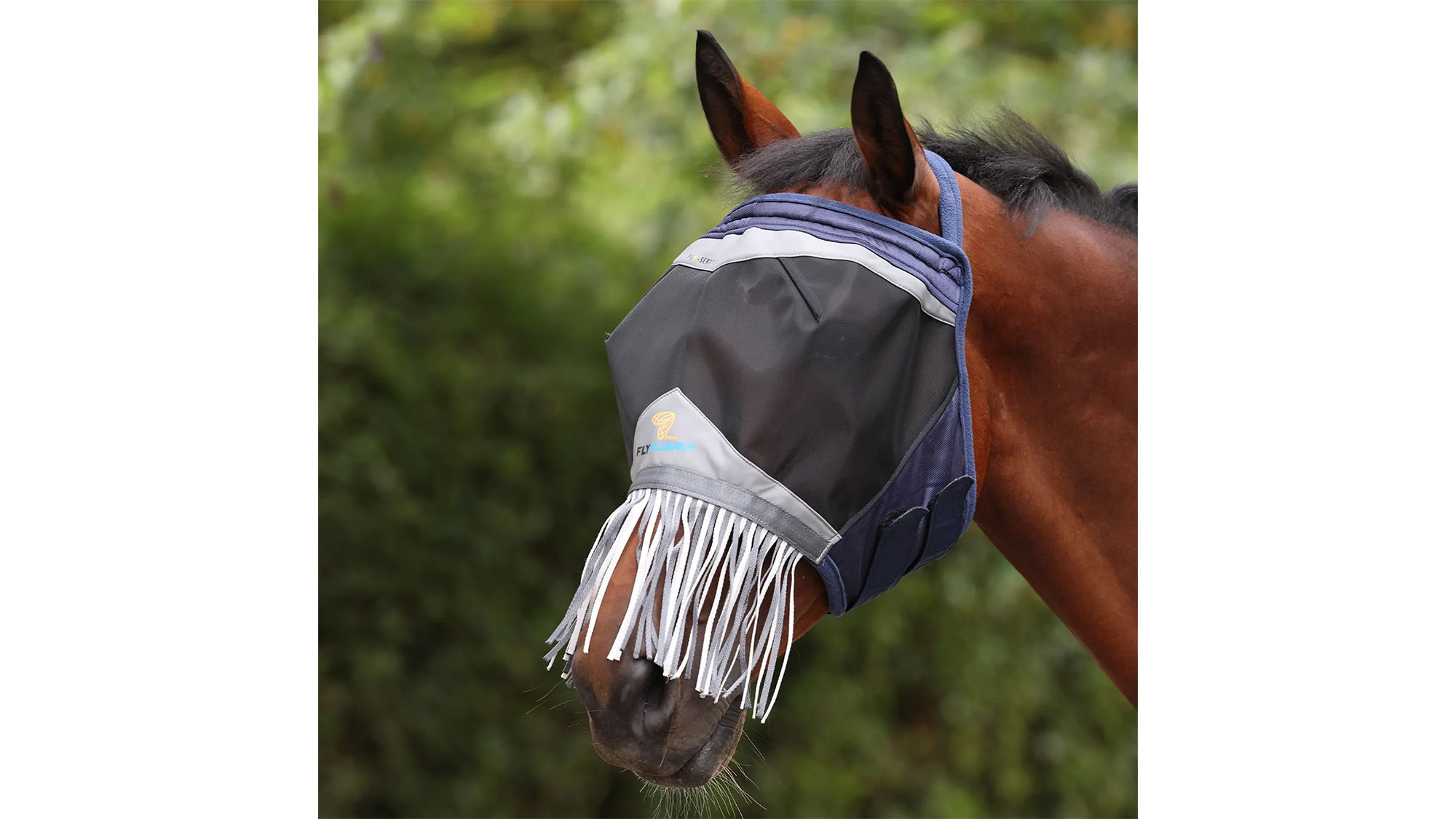Shires Flyguard Pro Fine Mesh Earless Fly Mask with Nose Fringe