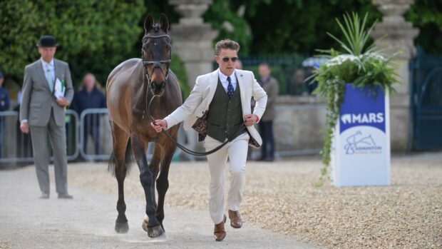 Badminton Horse Trials trot-up pictures – Simon Grieve trots up Autograf