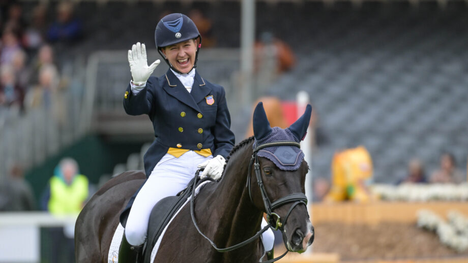 Tiana Coudray takes the Badminton 2026 dressage lead on Cancaras Girl.