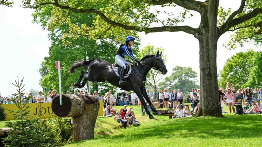 Tiana Coudray and Cancaras Girl jump a fence on the 2026 Badminton cross-country course.