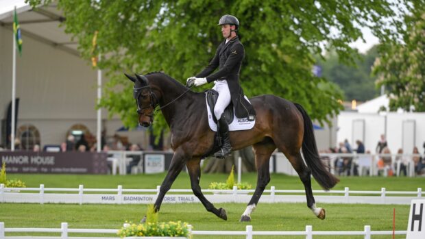 35 Will Rawlin riding Ballycoog Breaker Boy during the dressage phase of the MARS Badminton Horse Trials at Badminton, near Tetbury in Gloucestershire in the UK between 6 - 10 May 2026