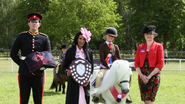 Briar Snowman and Penny Richardson stand for a photo after they lead the 2026 Royal Windsor senior ridden championship