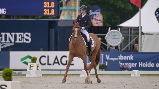 Eight-time Olympian Andrew Hoy pictured at Luhmühlen Horse Trials with Tokyo medallist Vassily De Lassos.