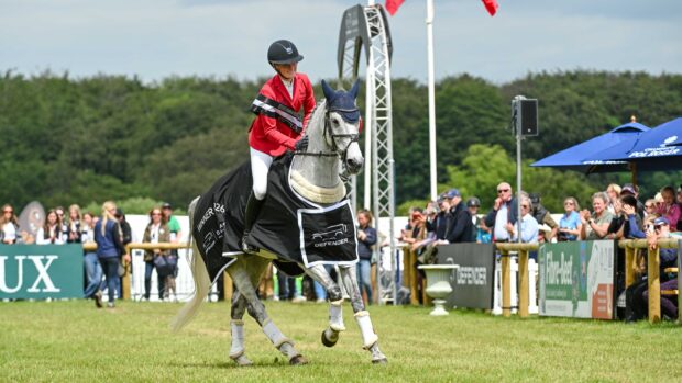 Bubby Upton and Its Cooley Time do a lap of honour after topping the 2026 Bramham Horse Trials results for the CCI4*-L.